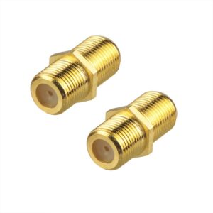 VCE Coaxial Cable Connector, RG6 Coax Cable Extender F-Type Gold Plated Adapter Female to Female for TV Cables, 2 Pack
