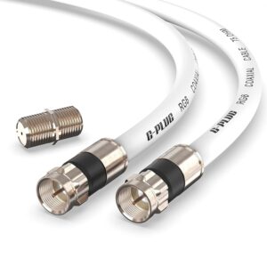 G-PLUG 1FT-200FT RG6 Coaxial Cable Connectors Set - High-Speed Internet, Broadband and Digital TV Aerial, Weather-Sealed Double Rubber O-Ring and Compression Connectors White